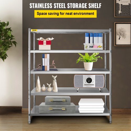 Stainless Steel Shelving 60x185 Inch 5 Tier Adjustable Shelf Storage Unit