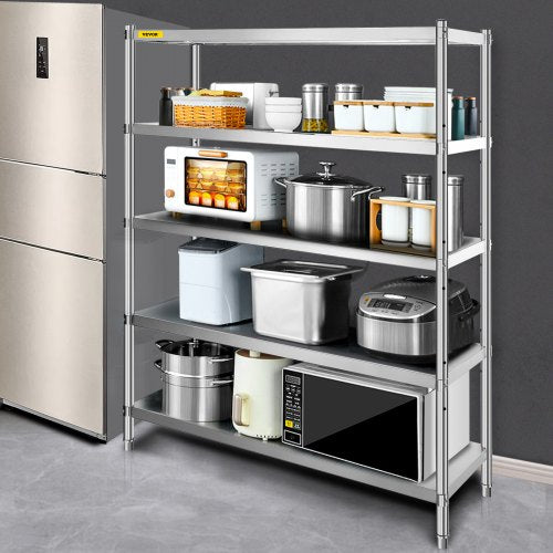 Stainless Steel Shelving 60x185 Inch 5 Tier Adjustable Shelf Storage Unit