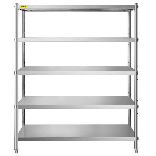Stainless Steel Shelving 60x185 Inch 5 Tier Adjustable Shelf Storage Unit