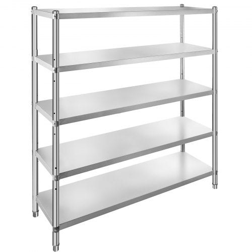 Stainless Steel Shelving 60x185 Inch 5 Tier Adjustable Shelf Storage Unit