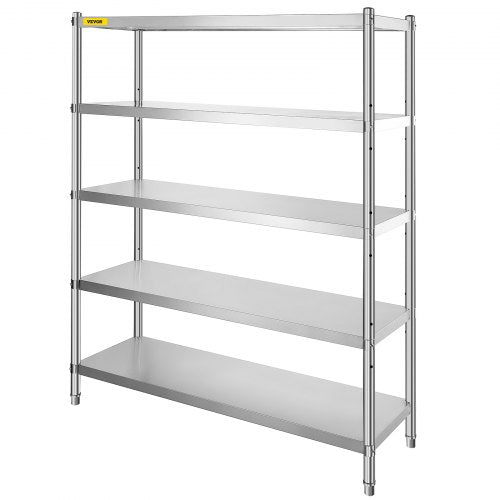 Stainless Steel Shelving 60x185 Inch 5 Tier Adjustable Shelf Storage Unit