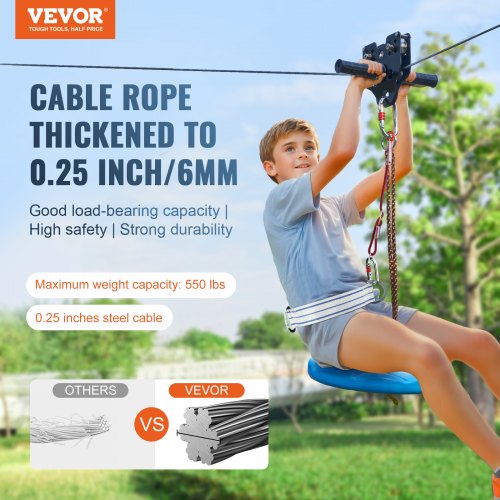 Zipline Kit for Kids and Adult 80 ft Zip Line Kits Up to 500 lb Backyard