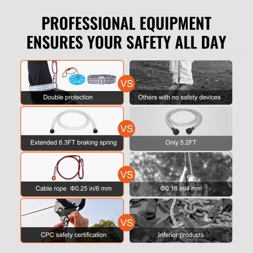 Zipline Kit for Kids and Adult 80 ft Zip Line Kits Up to 500 lb Backyard