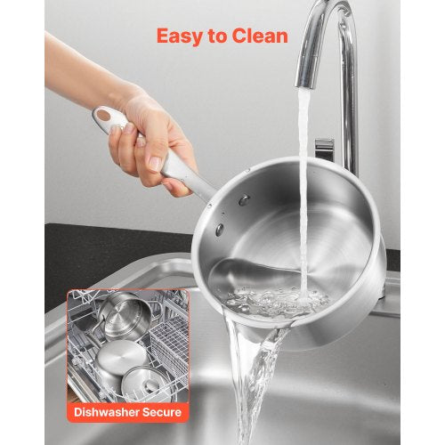 1.5 QT Saucepan with Steamer Stainless Steel Saucepan with Glass Lid