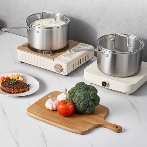 4 QT Saucepan Stainless Steel Saucepan with Glass Lid Multipurpose