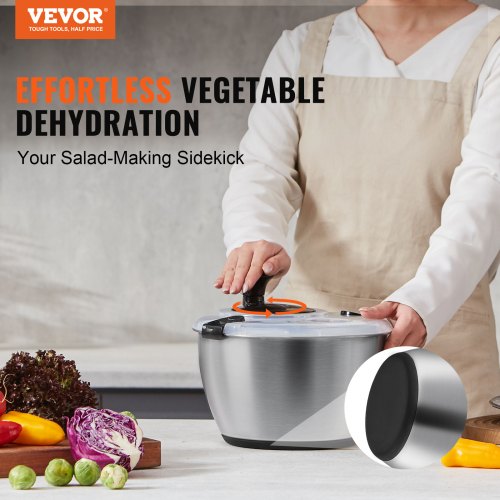 Stainless Steel Salad Spinner 475Qt Onehanded Easy Press Large Vegetable