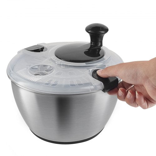 Stainless Steel Salad Spinner 475Qt Onehanded Easy Press Large Vegetable