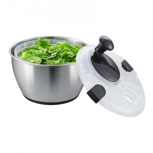 Stainless Steel Salad Spinner 475Qt Onehanded Easy Press Large Vegetable