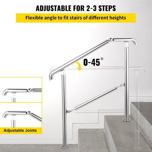 Stainless Steel Transitional Handrail fit for Level Surface and 2 to 3