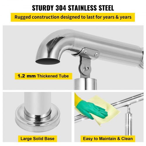 Stainless Steel Transitional Handrail fit for Level Surface and 2 to 3