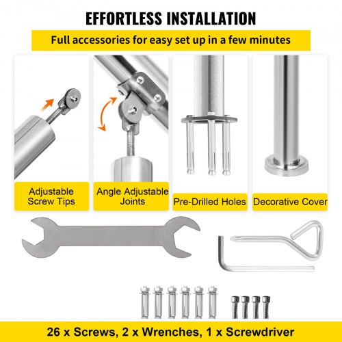 Stainless Steel Transitional Handrail fit for Level Surface and 2 to 3