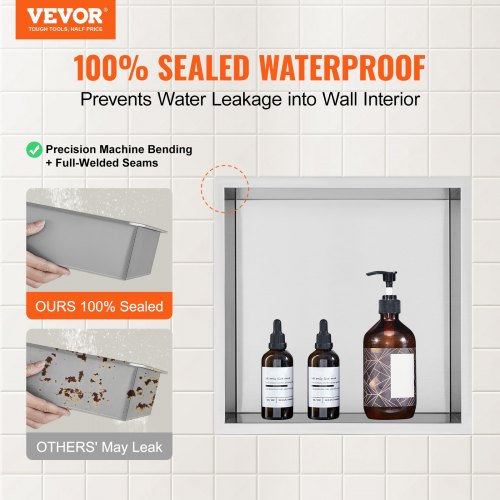13x13 No Tile Shower Niche 304 Stainless Steel WallInserted Niche