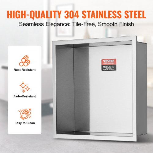 13x13 No Tile Shower Niche 304 Stainless Steel WallInserted Niche
