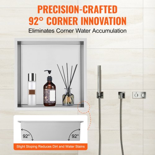 13x13 No Tile Shower Niche 304 Stainless Steel WallInserted Niche