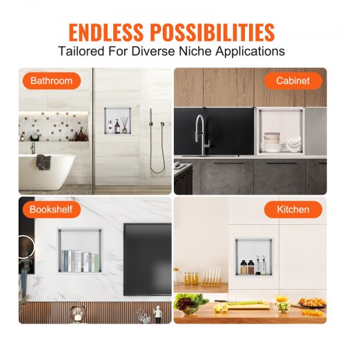 13x13 No Tile Shower Niche 304 Stainless Steel WallInserted Niche