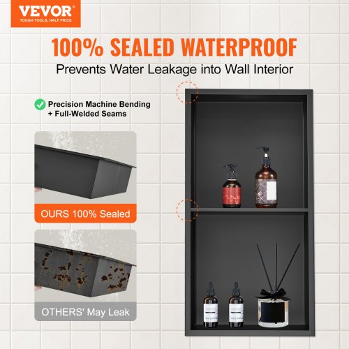 13x25 No Tile Shower Niche 304 Stainless Steel WallInserted Niche