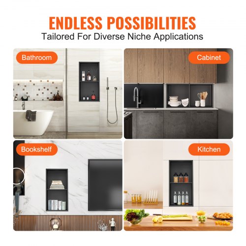 13x25 No Tile Shower Niche 304 Stainless Steel WallInserted Niche
