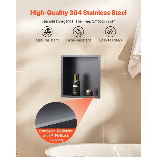 Shower Niche 13 x 13 x 4 inch Recessed Wall Niche Heavyduty Stainless