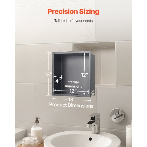 Shower Niche 13 x 13 x 4 inch Recessed Wall Niche Heavyduty Stainless