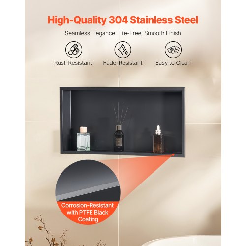 Shower Niche 13 x 25 x 4 inch Recessed Wall Niche Heavyduty Stainless