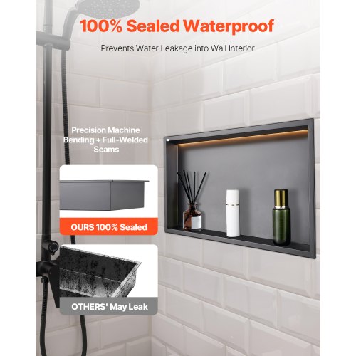 Shower Niche 13 x 25 x 4 inch Recessed Wall Niche With LED StripHeavyduty