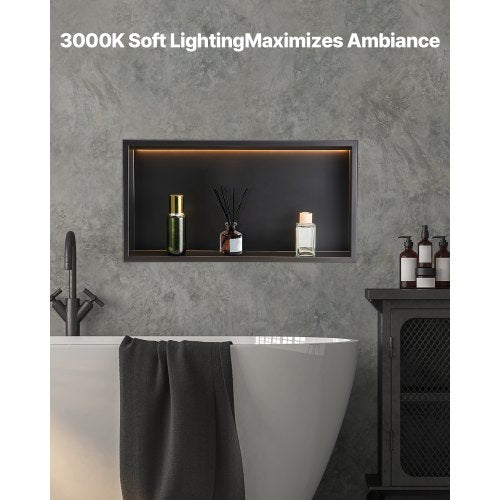 Shower Niche 13 x 25 x 4 inch Recessed Wall Niche With LED StripHeavyduty