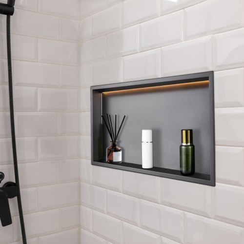 Shower Niche 13 x 25 x 4 inch Recessed Wall Niche With LED StripHeavyduty