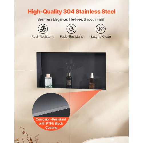Shower Niche 13 x 25 x 4 inch Frameless Recessed Wall Niche Heavyduty