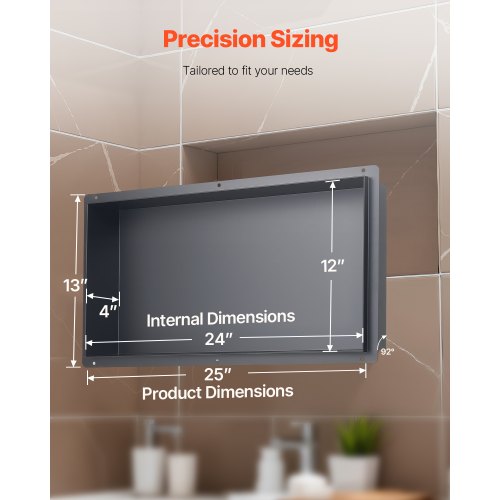 Shower Niche 13 x 25 x 4 inch Frameless Recessed Wall Niche Heavyduty