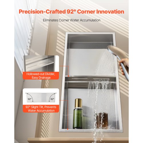Shower Niche 13 x 25 x 4 inch Recessed Wall Niche Doublelayer with Hollowedout