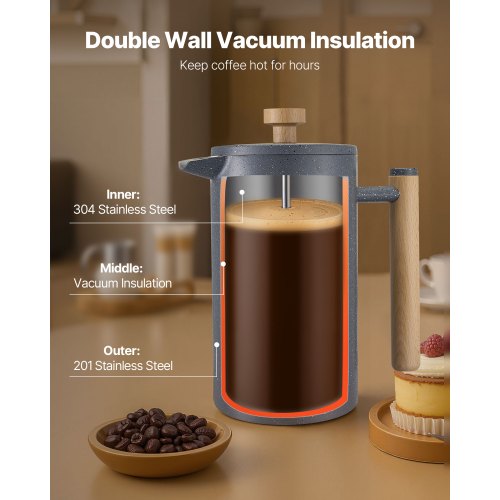 French Press Coffee Maker 34 Ounce 1 Liter Stainless Steel Coffee Press Tea