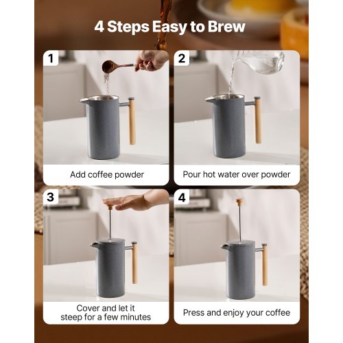 French Press Coffee Maker 34 Ounce 1 Liter Stainless Steel Coffee Press Tea