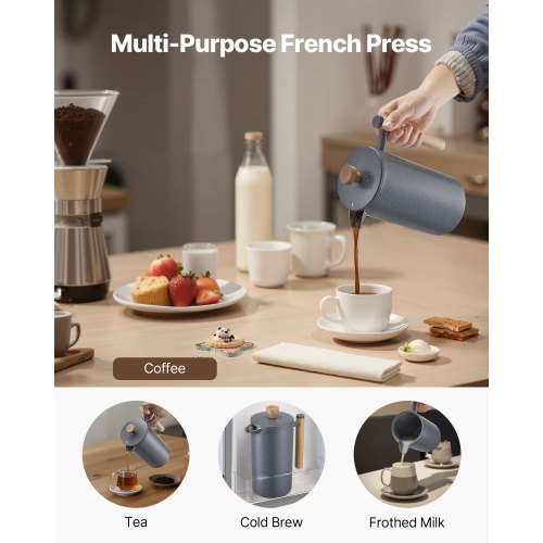 French Press Coffee Maker 34 Ounce 1 Liter Stainless Steel Coffee Press Tea