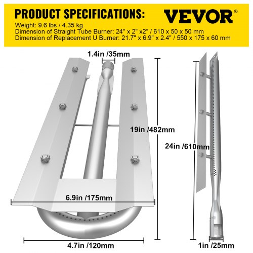 BBQ Burners Replacement Stainless Steel Burner Grill Part Kit 3 Packs BBQ
