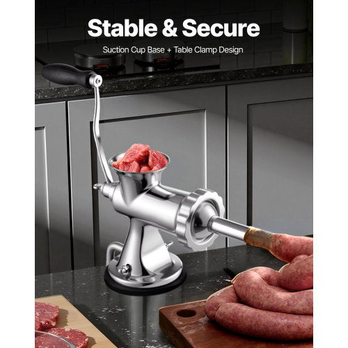 Manual Meat Grinder 304 Stainless Steel Hand Meat Grinder with Suction Cup