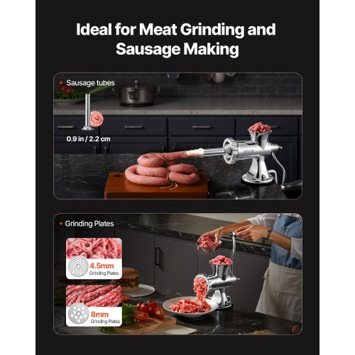 Manual Meat Grinder 304 Stainless Steel Hand Meat Grinder with Suction Cup