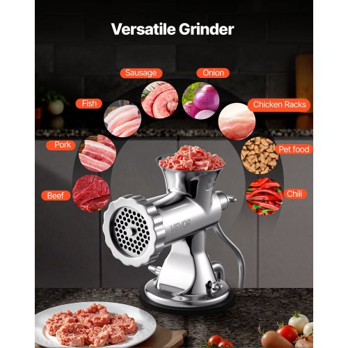 Manual Meat Grinder 304 Stainless Steel Hand Meat Grinder with Suction Cup
