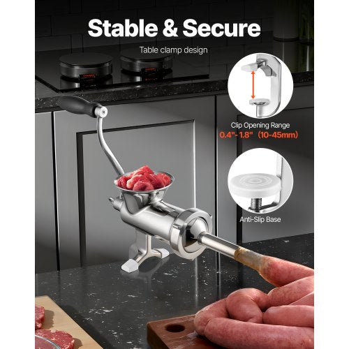 Manual Meat Grinder 304 Stainless Steel Hand Meat Grinder with Steel Table