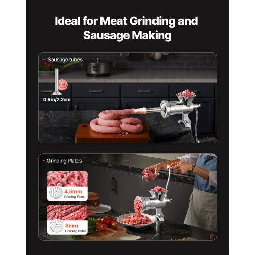 Manual Meat Grinder 304 Stainless Steel Hand Meat Grinder with Steel Table