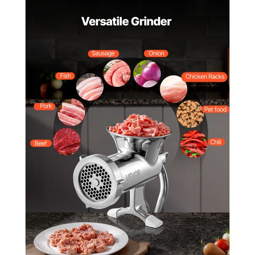 Manual Meat Grinder 304 Stainless Steel Hand Meat Grinder with Steel Table