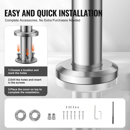 Handrails for Outdoor Steps 70.9 in 180cm Length Stair Hand Rail Kit