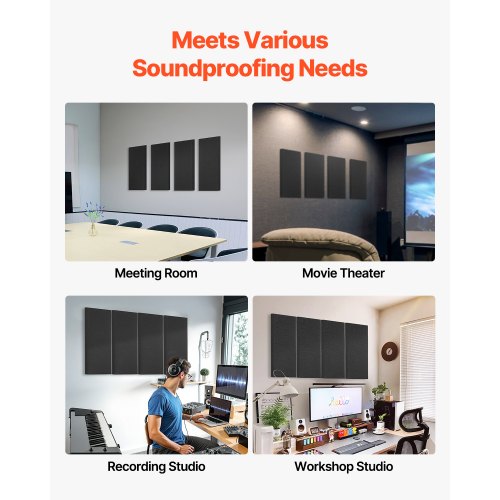 4 PCS Acoustic Panels 2 inch Thick 236 x 11.8 inch Fiberglass Sound