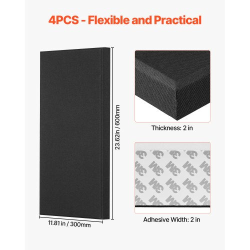 4 PCS Acoustic Panels 2 inch Thick 236 x 11.8 inch Fiberglass Sound