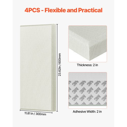 4 PCS Acoustic Panels 2 inch Thick 236 x 11.8 inch Fiberglass Sound