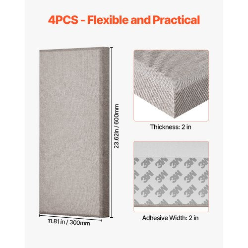 4 PCS Acoustic Panels 2 inch Thick 236 x 11.8 inch Fiberglass Sound
