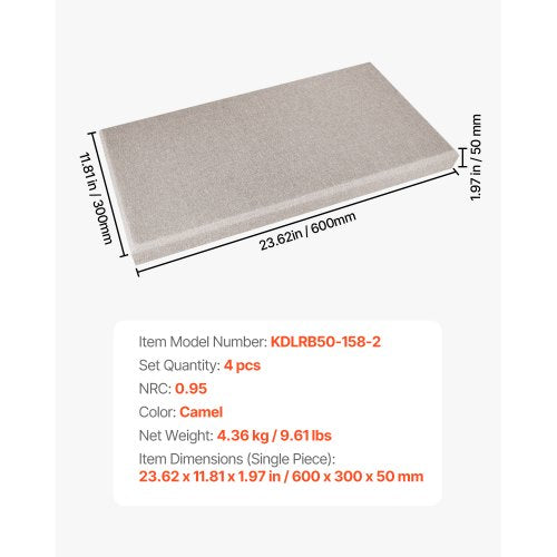 4 PCS Acoustic Panels 2 inch Thick 236 x 11.8 inch Fiberglass Sound