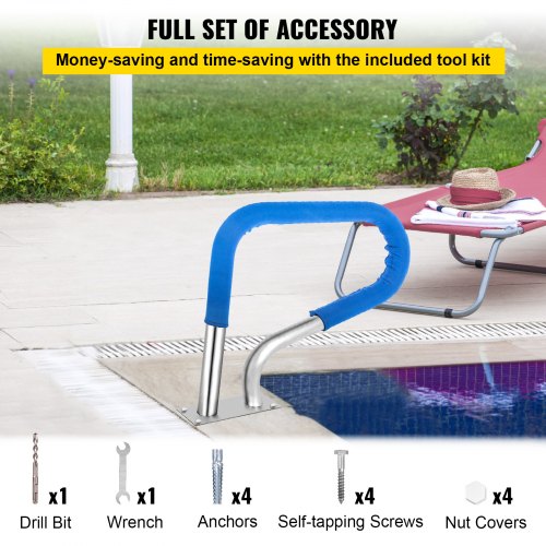Pool Rail 32x23 Pool Railing 304 Stainless Steel 250LBS Load Capacity Silver
