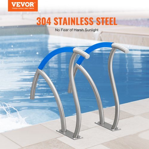 Pool Handrail 2 PCS 30x30 in Pool Railing Stainless Steel with Base Plate