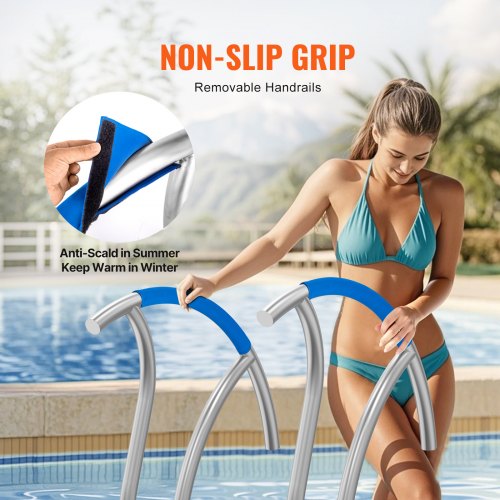 Pool Handrail 2 PCS 30x30 in Pool Railing Stainless Steel with Base Plate