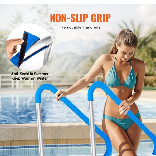 Pool Handrail 2 PCS 48x36in Pool Railing Stainless Steel with Base Plate